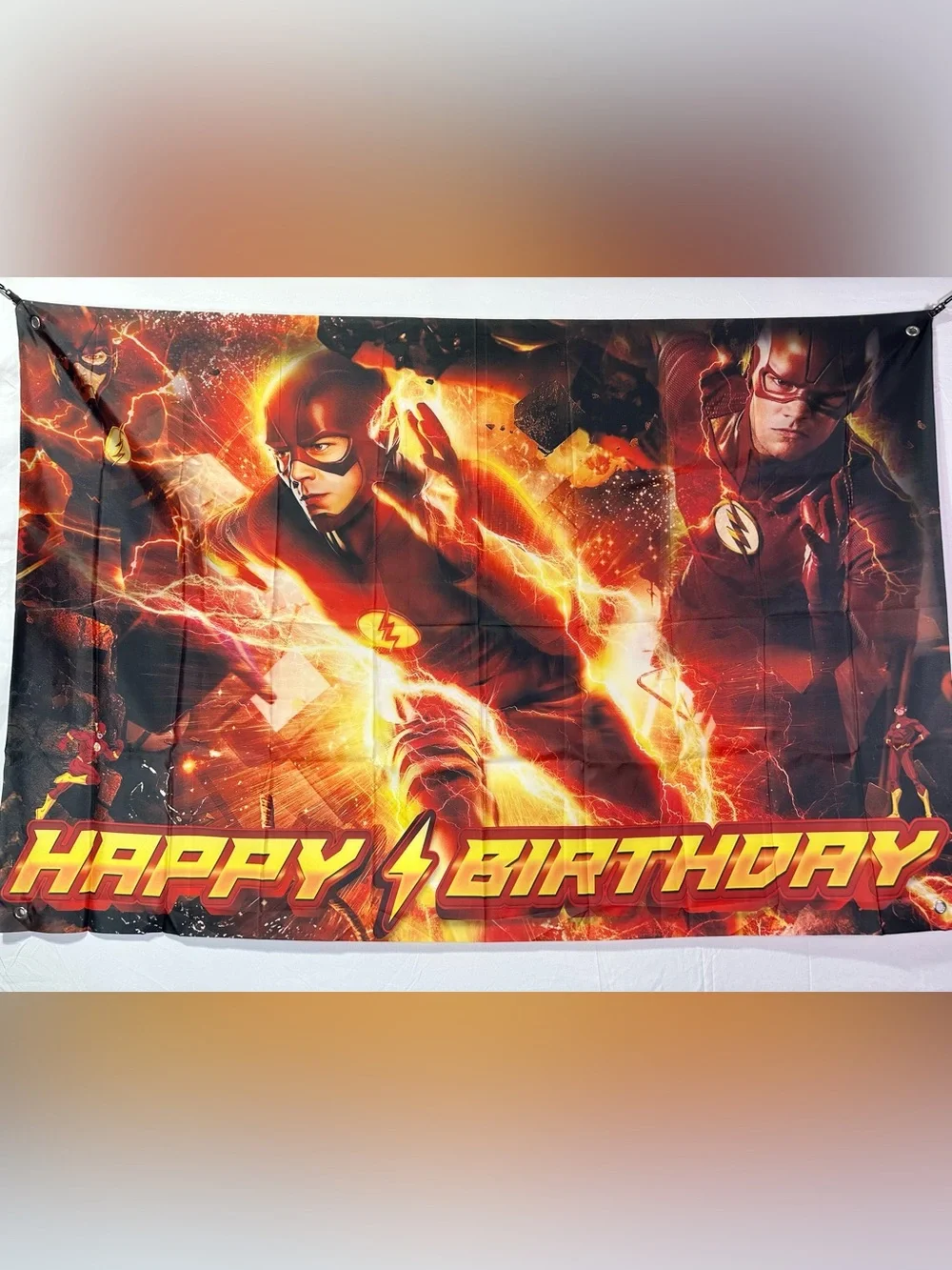 The Flash Happy Birthday Backdrop Banner 5x3Ft.